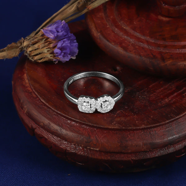 925 SIILVER TWIN STONE RING