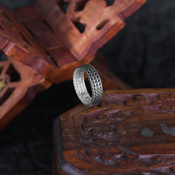 IronWeave Textured Silver Band