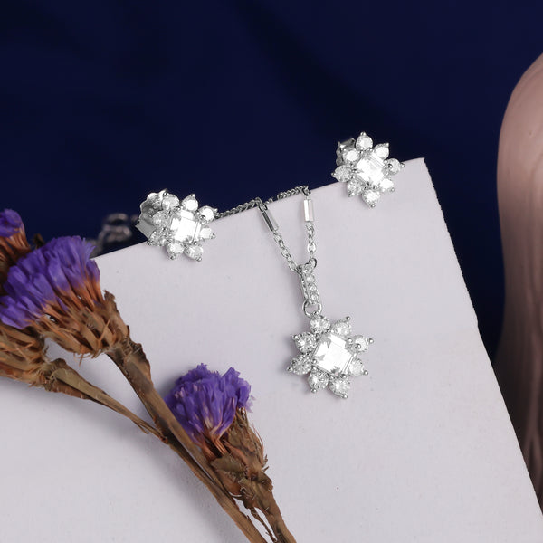 925 SILVER SQUARE CUT PENDAL SET