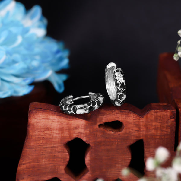 Obsidian Pattern Hoop Earrings