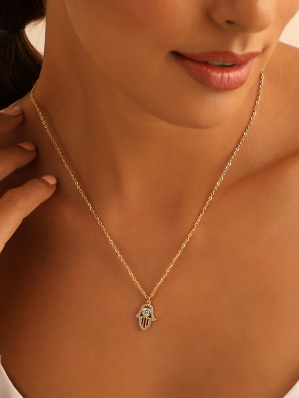 Solitaire Hamsa Necklace