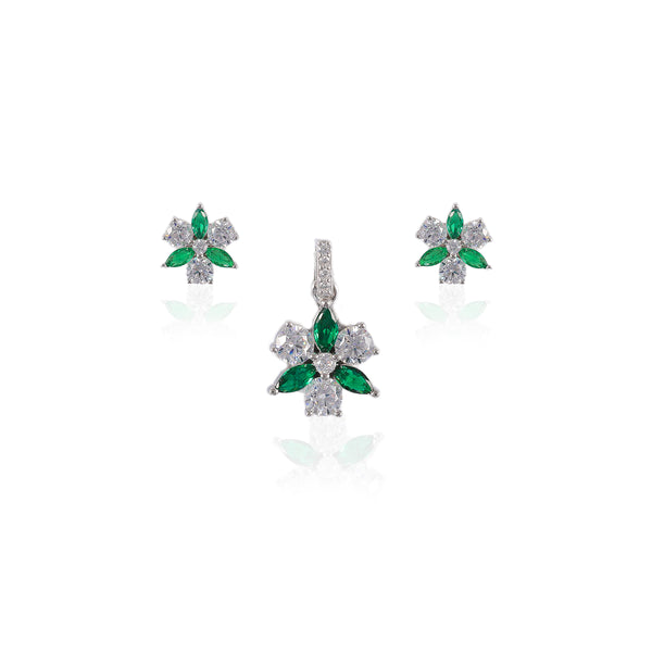 925 SILVER EMRALD BLOOM PENDAL SET