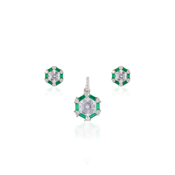 925 SILVER EMERALD ENCLAVE PENDAL SET