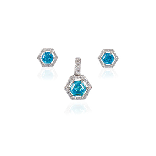 925 SILVER HEXAGONAL PENDAL SET