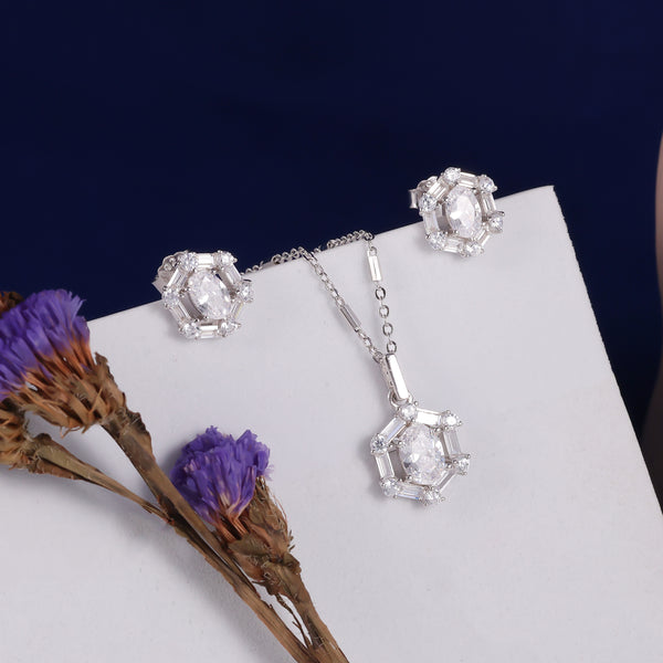 925 SILVER HEXAGONAL PENDAL SET