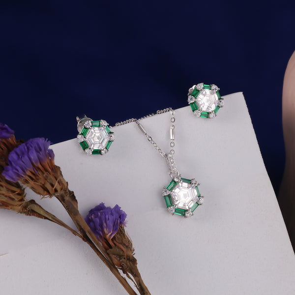 925 SILVER EMERALD ENCLAVE PENDAL SET