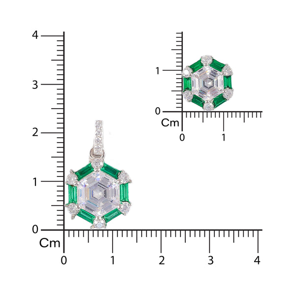 925 SILVER EMERALD ENCLAVE PENDAL SET