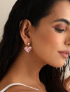 Pink Cubic Zirconia Heart Earrings