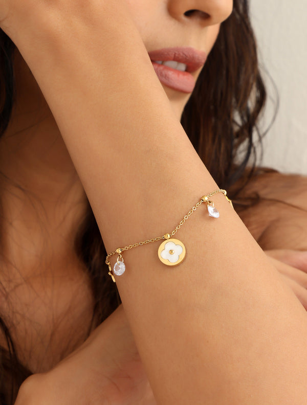 Crimson Elegant Clover Bracelet