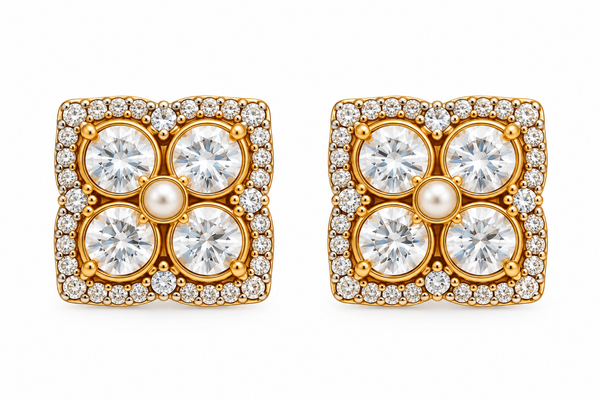 Royal Square Moissanite Stud Earrings
