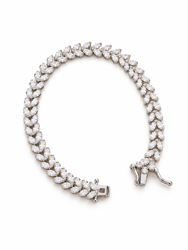 Marquise Leaf Elegance 92.5 Silver Bracelet