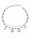 Black Beaded Charm 92.5 Silver Bracelet