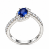 Blue Sapphire Moissanite Halo Ring