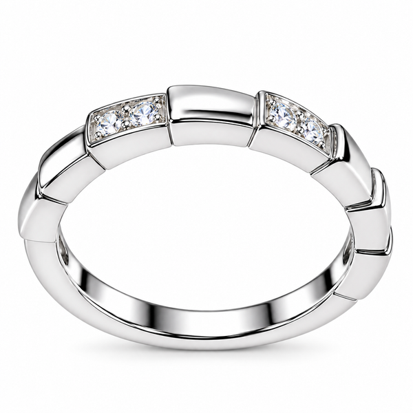 Modern Geometric Moissanite Accent Band Ring
