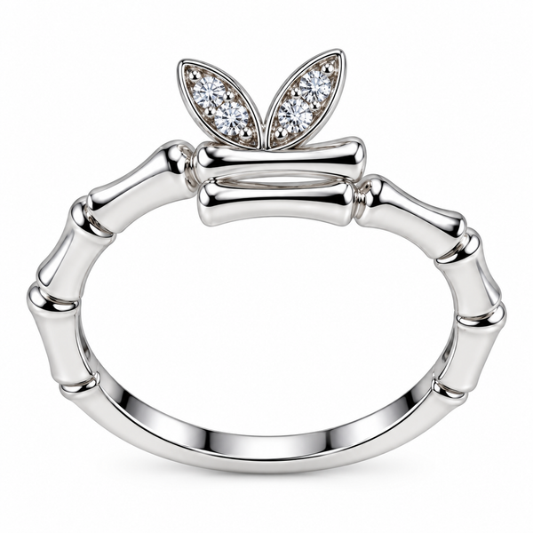 Leaf Motif Moissanite Bow Ring