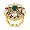 Exquisite Green Emerald & Moissanite Halo Ring – Premium 92.5 Silver Jewellery