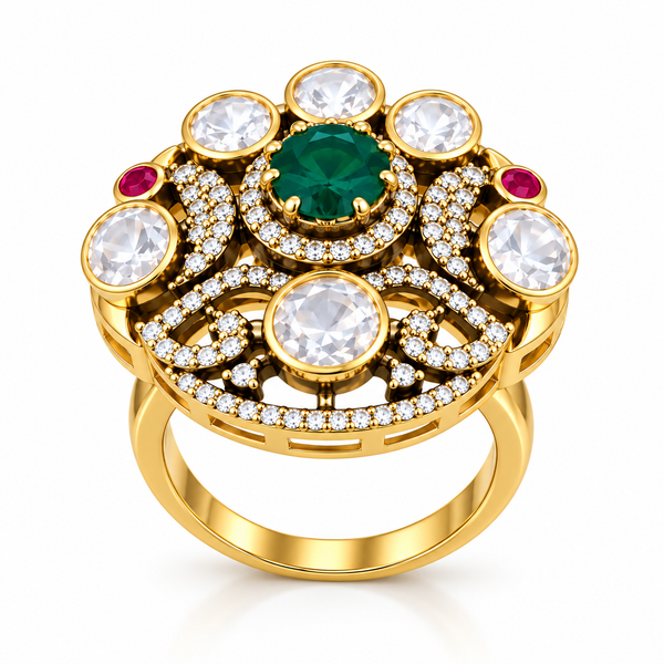 Exquisite Green Emerald & Moissanite Halo Ring – Premium 92.5 Silver Jewellery