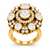 Luxury Floral Cluster Moissanite Ring – 92.5 Hallmarked Silver with Gold Finish