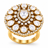 Luxury Floral Halo Moissanite Ring – 92.5 Hallmarked Silver with Gold Finish