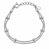 Double Layer Silver Beaded Chain Bracelet