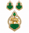 Royal Elephant Moissanite Pendant & Earring Set in 92.5 Silver