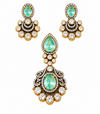 Aqua Green Moissanite Pendant & Earring Set in 92.5 Silver
