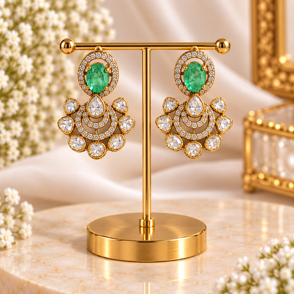 Emerald Elegance Moissanite Drop Earrings