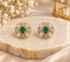 Emerald Bloom Moissanite Stud Earrings