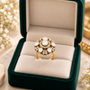 Luxury Floral Cluster Moissanite Ring – 92.5 Hallmarked Silver with Gold Finish