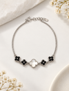 Black & Pearl Clover 92.5 Silver Bracelet