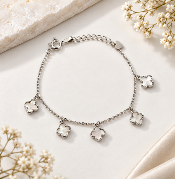 Mother of Pearl Clover Charm Bracelet