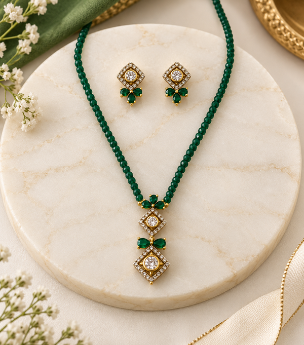 Emerald Green Moissanite Pendant Set in 92.5 Sterling Silver