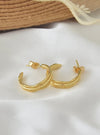 Engraved Leaf Hoop Earrings
