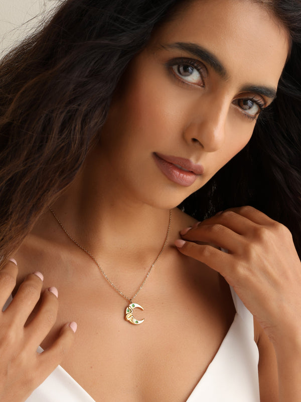 Moon Snake Charm Necklace