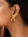 Half Emerald Hoop Earrings