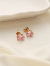 Pink Solitaire Heart Studs