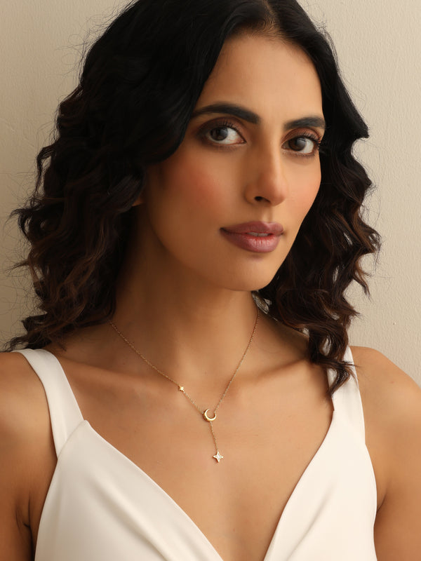 Moon & Star Drop Necklace