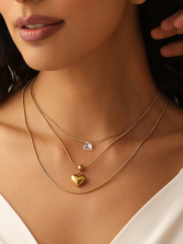 Waterproof Layered Heart Necklace