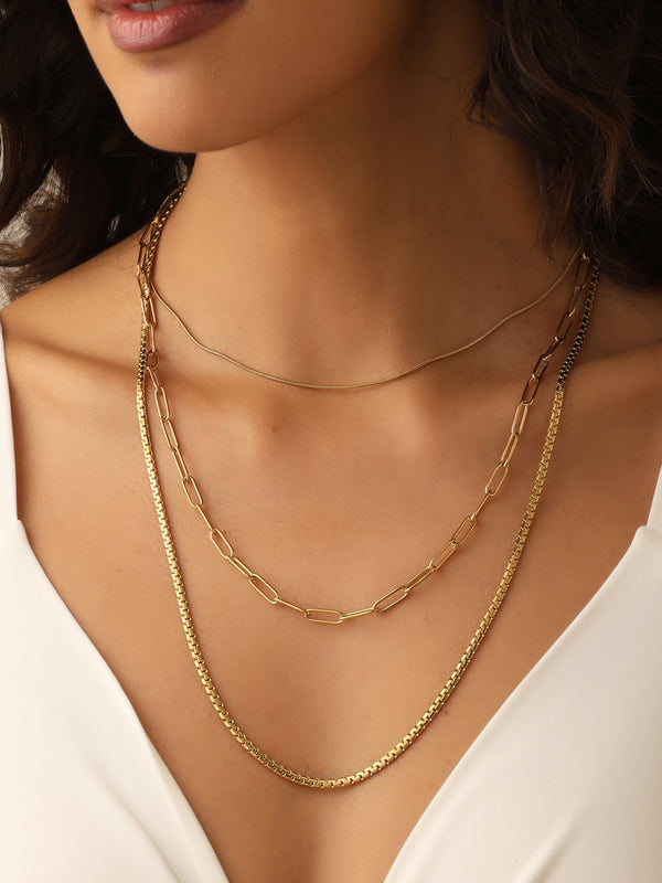 Klissaa 3-Layer Gold Chain Necklace