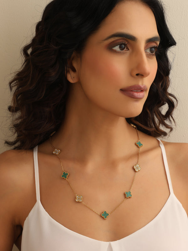 Reversible Malachite Clover Necklace