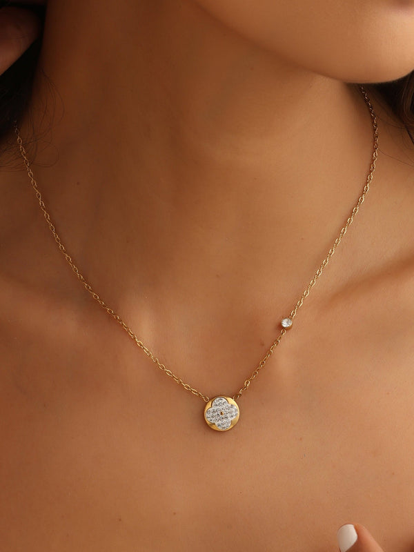 White Bling Clover Necklace