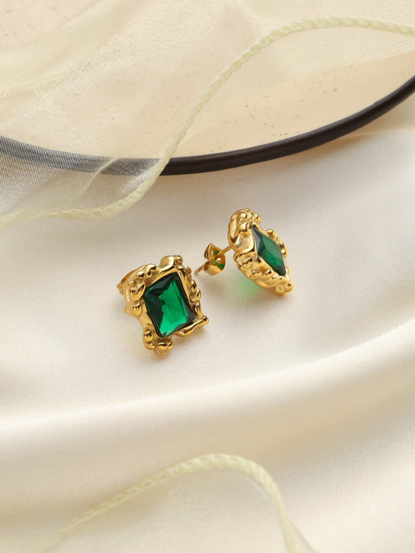 Emerald Square Studs