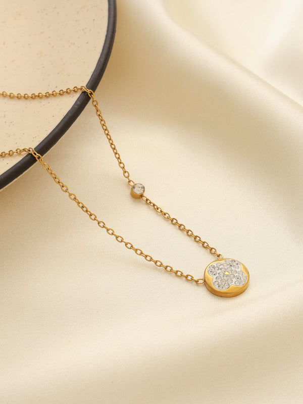 White Bling Clover Necklace