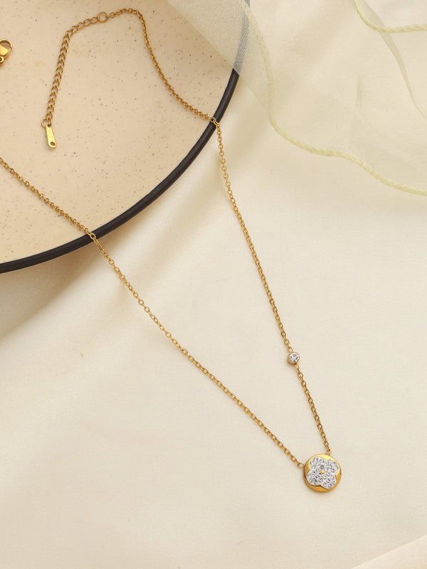 White Bling Clover Necklace