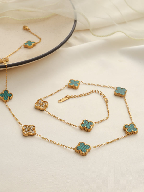 Reversible Malachite Clover Necklace