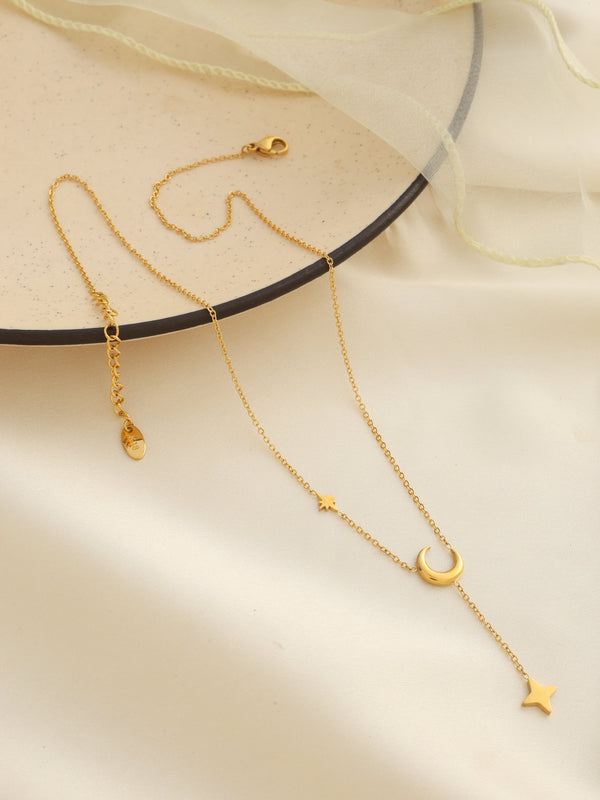 Moon & Star Drop Necklace