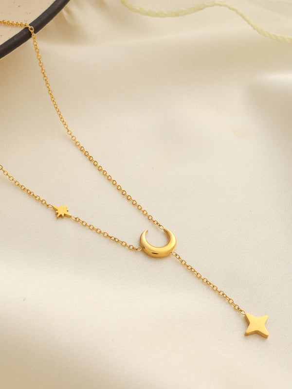 Moon & Star Drop Necklace