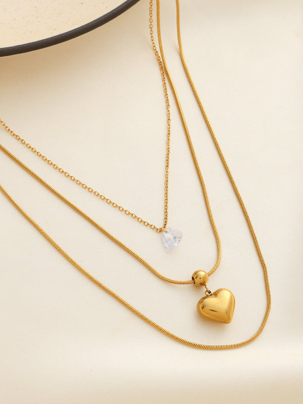 Waterproof Layered Heart Necklace