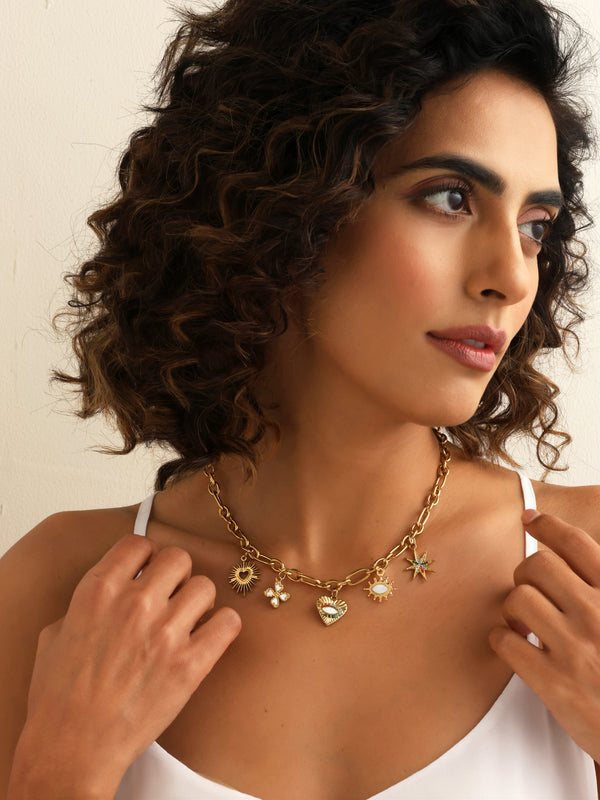 Anti-Tarnish Gold Plated Charms Necklace
