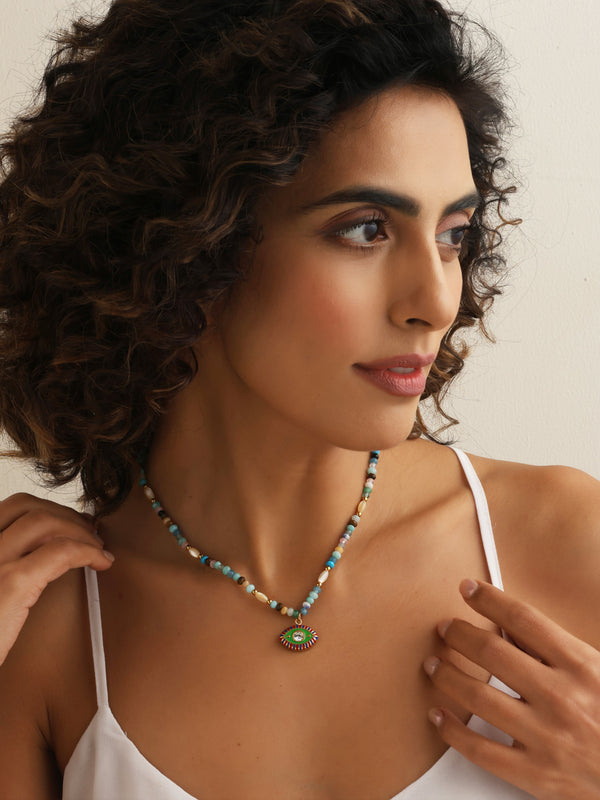 Natural Stones Evil Eye Necklace
